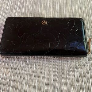 Valentina black leaf leather wallet made in Italy